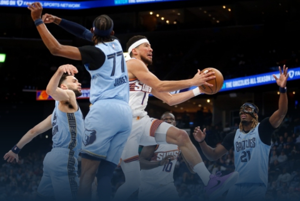 太阳客场力克灰熊 布克格林合砍57分奠定胜局